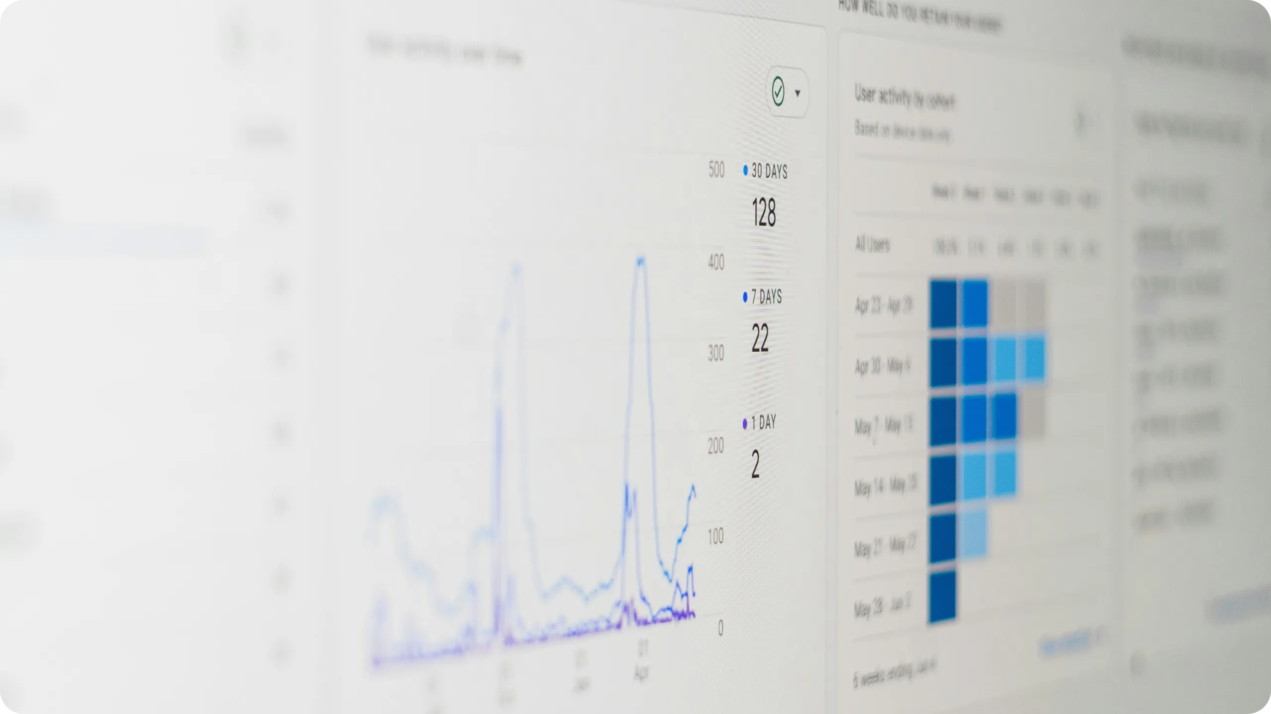 Screen displaying data charts.