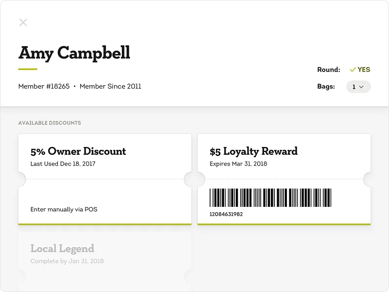 Cashier experience interface for Lakewinds point-of-sale.