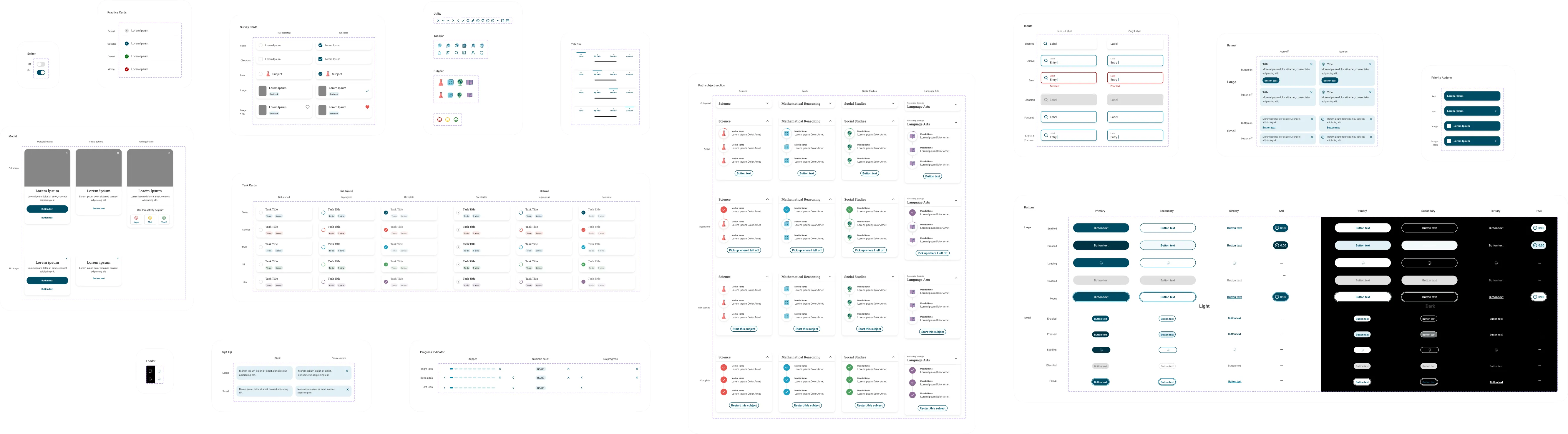 Collage of GED app component design.