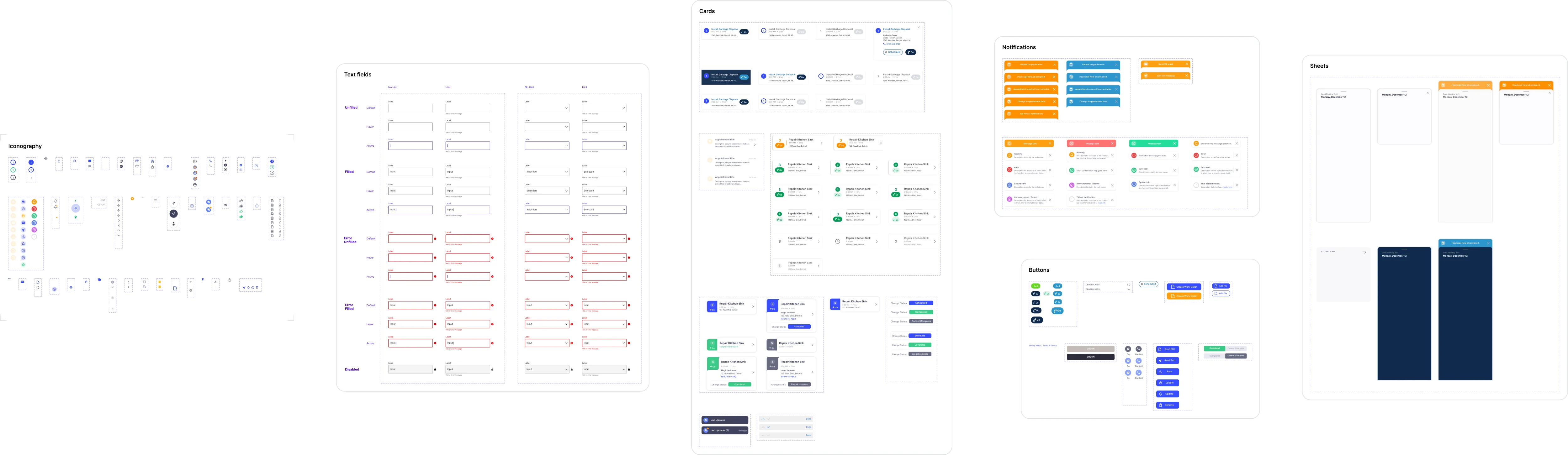 Design system components from colors, typography and buttons