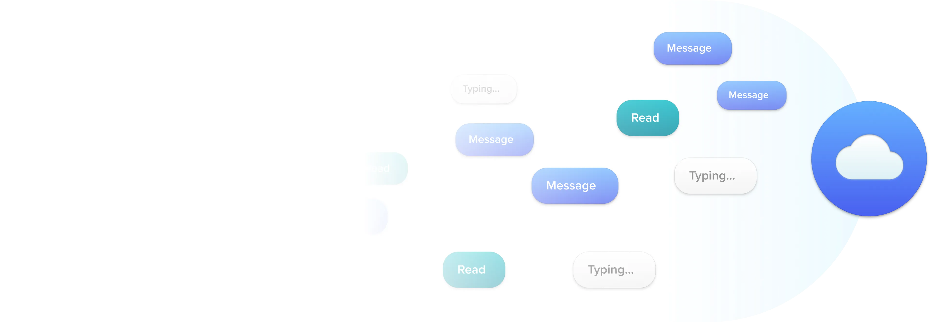 Cloud with message notification stream.