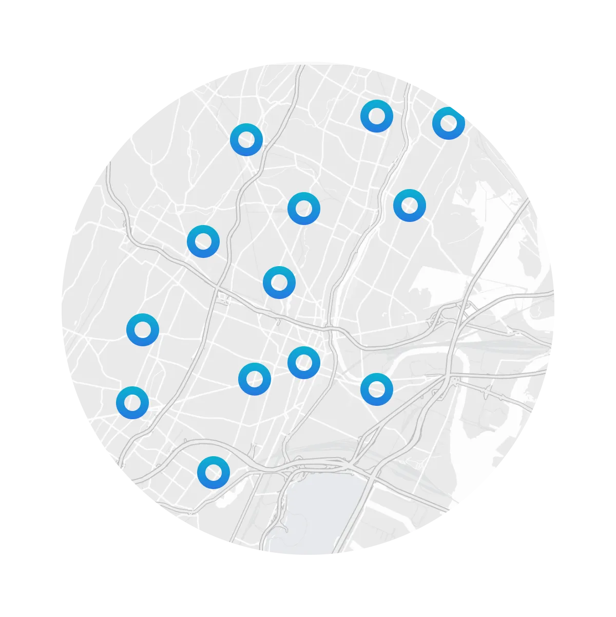 Image of map with location dots