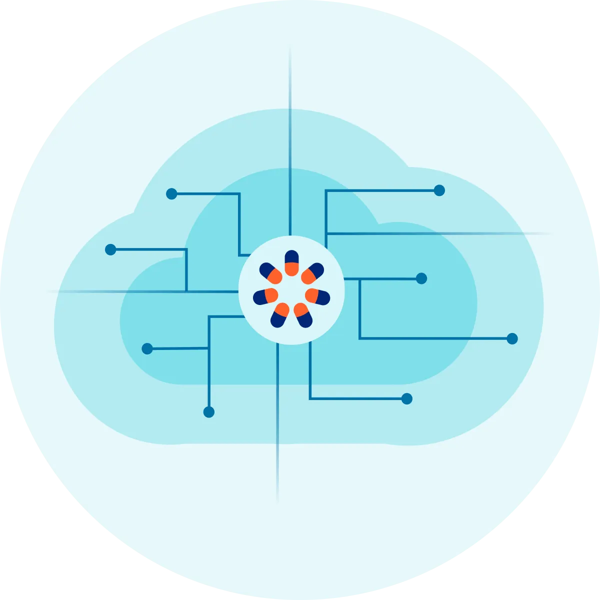 Optum Perks logo in the center of an animated computing cloud