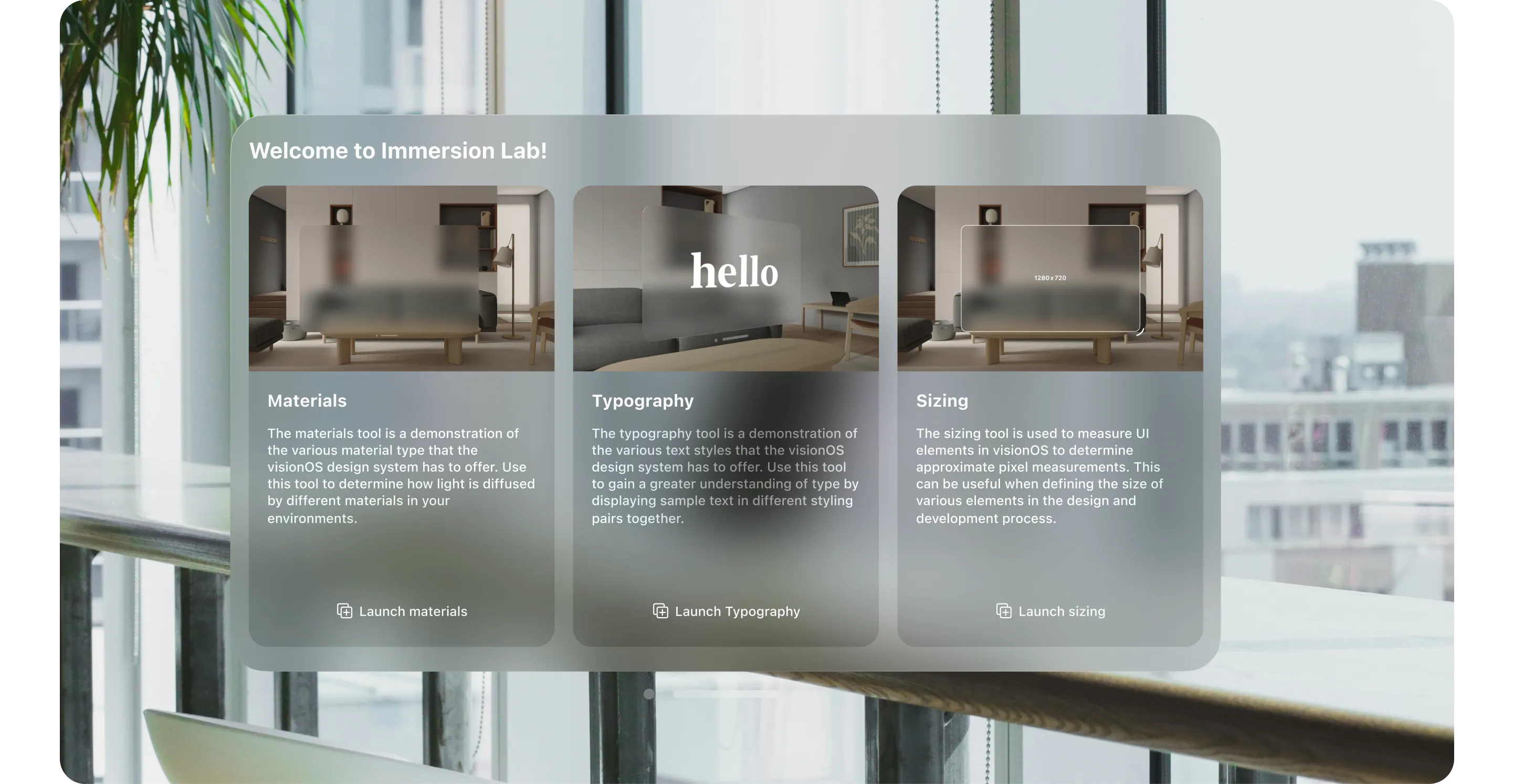 Screenshot of the immersion app from the Vision Pro perspective