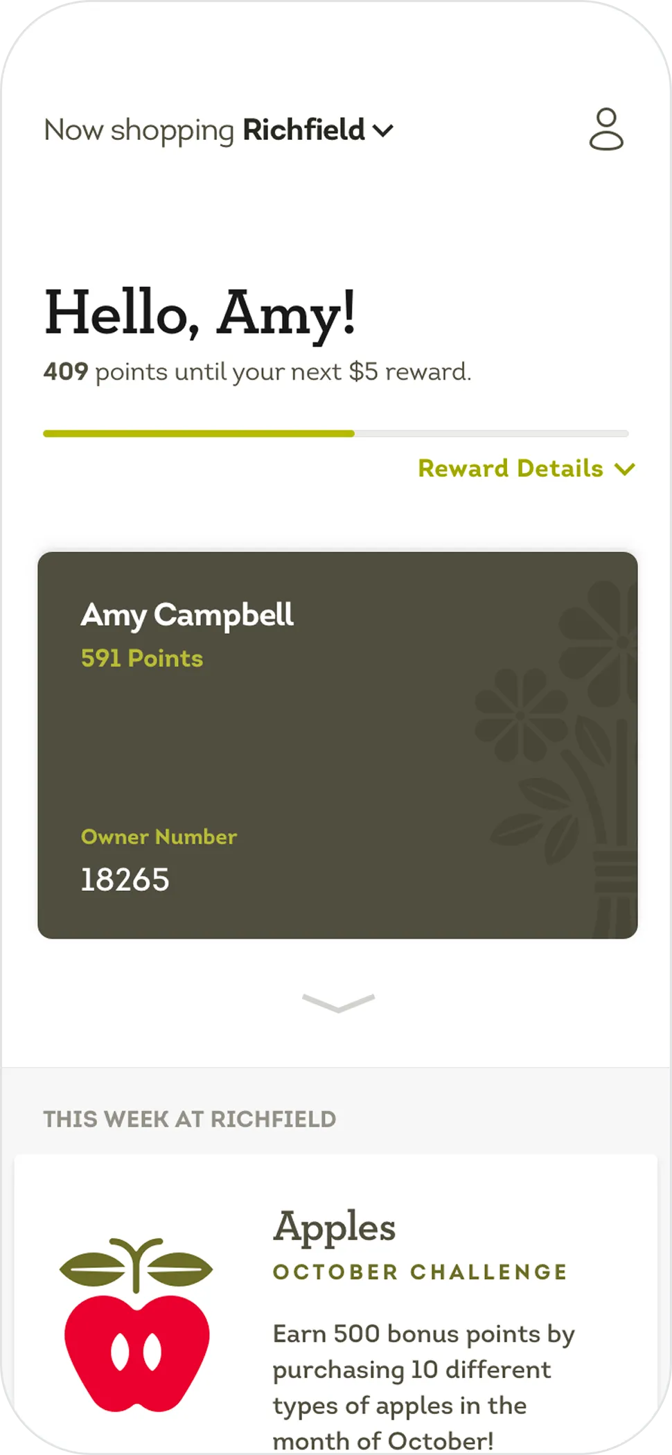 Lakewinds Food Co-op mobile app home screen.