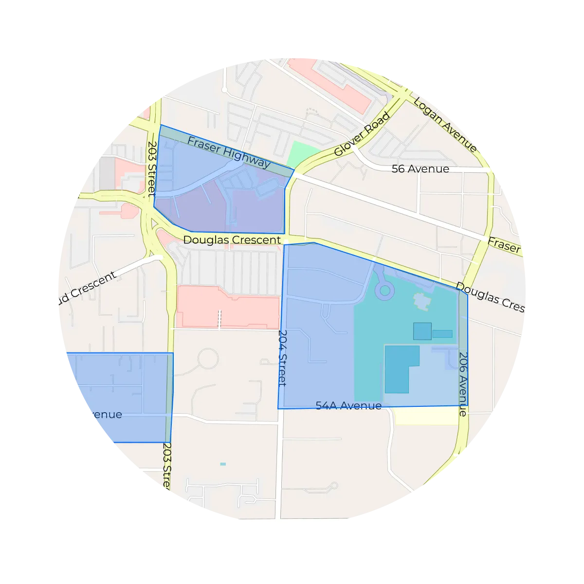 Map showing geofenced dealership zones with check-in indicators