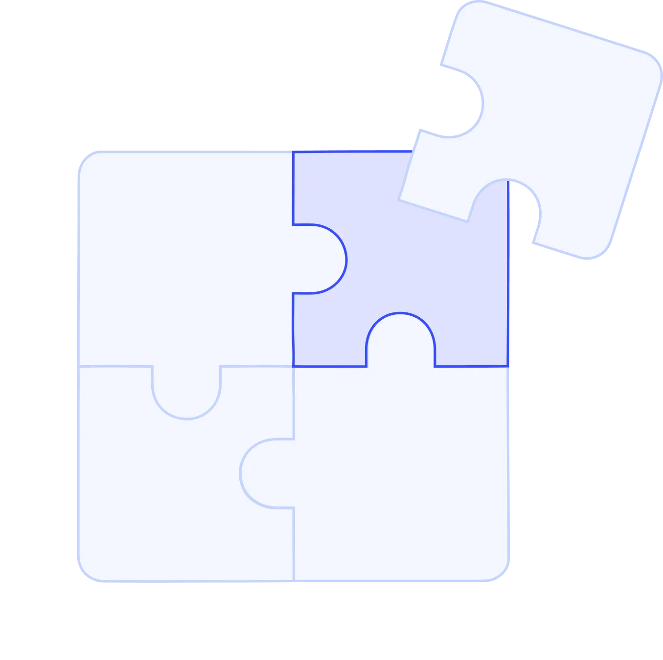 Puzzle piece coming together to complete a puzzle