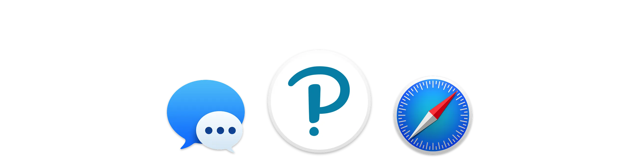 message icon, pearson vue logo, and a safari browser logo side by side