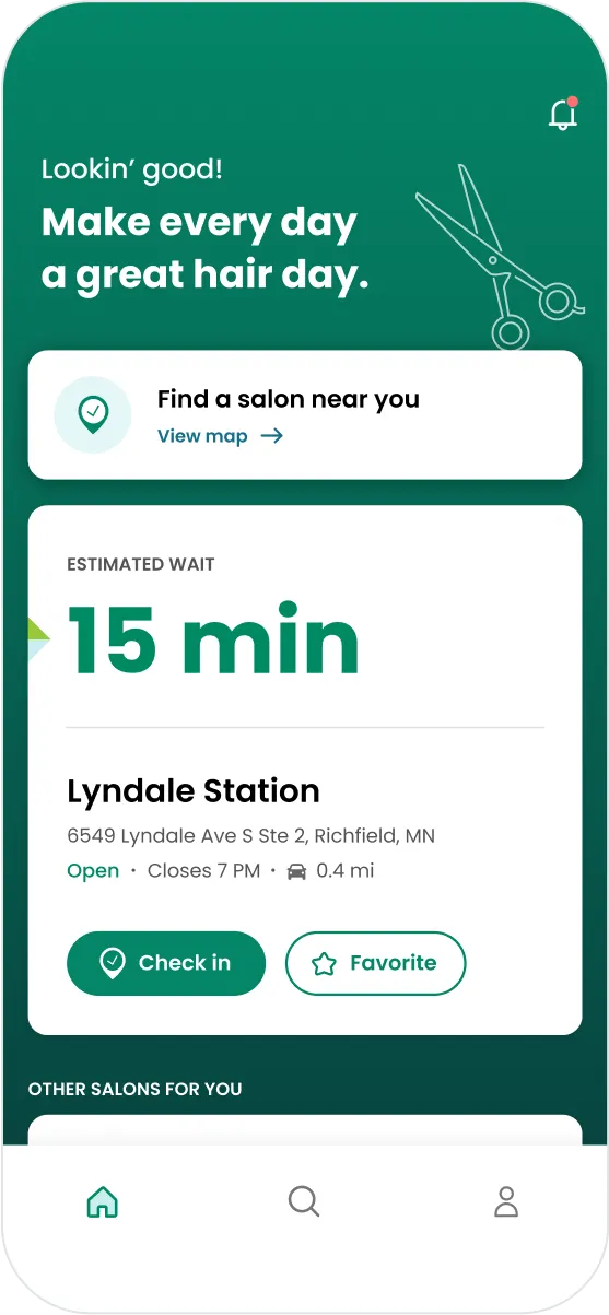 Screen on the Great Clips mobile app before user checks in for a hair cut.