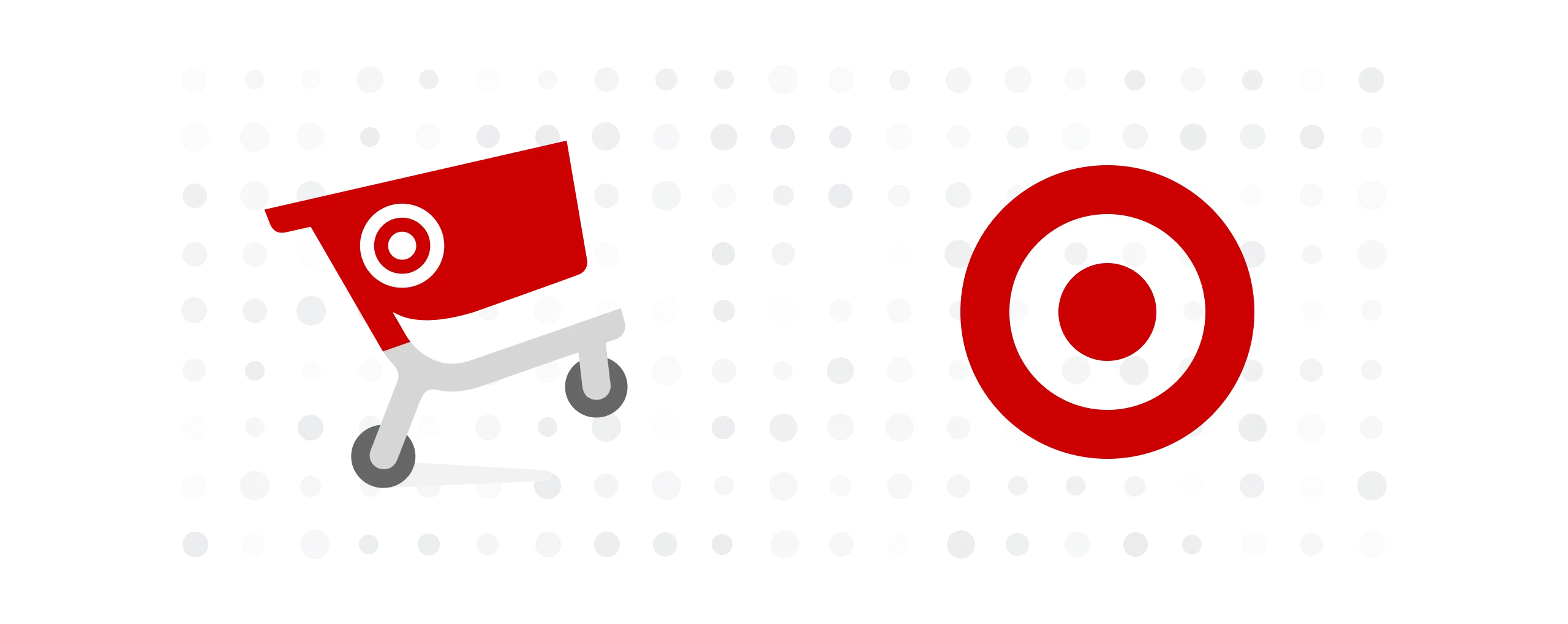 A digital representation of a Target shopping cart and the bulls-eye logo.