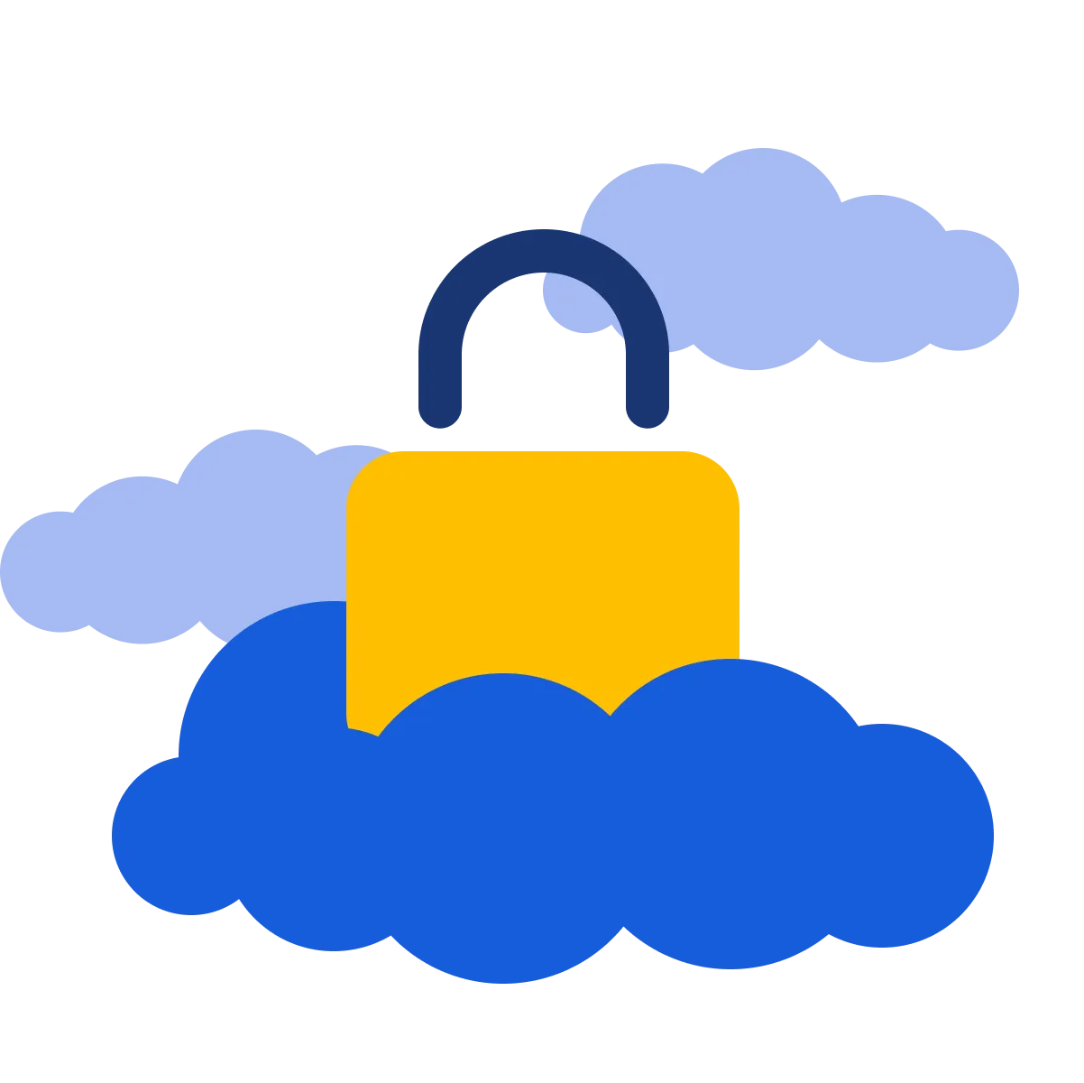 Security illustration showing cloud lock and data protection concepts