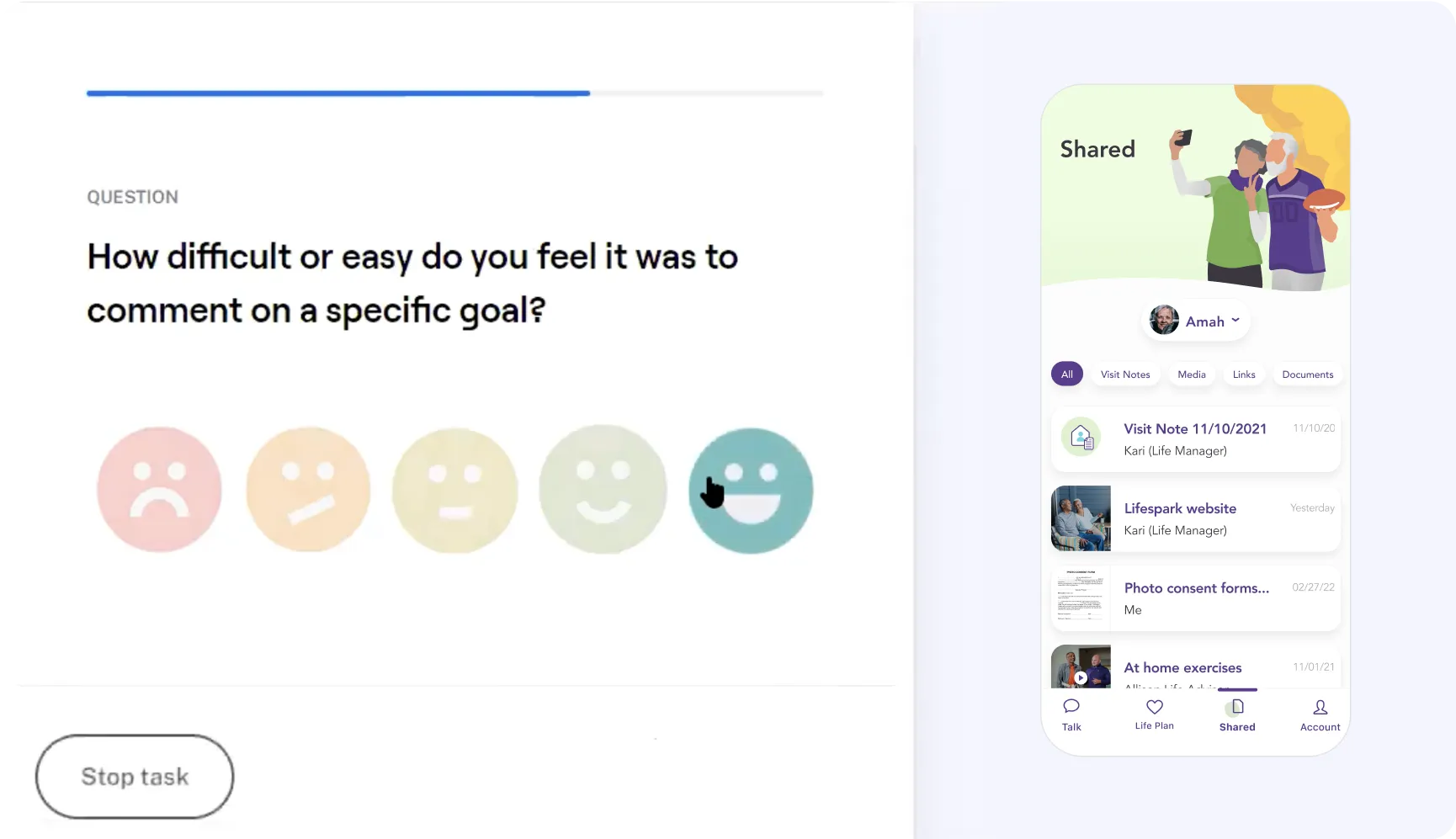Lifespark application question screen