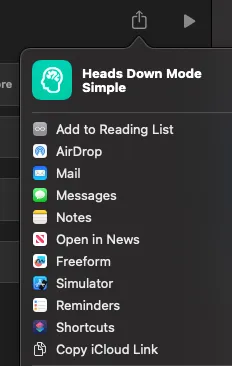 A menu showing the shortcut sharing options