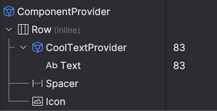 ComponentState never recomposes, while CoolTextState and Text recompose 83 times.