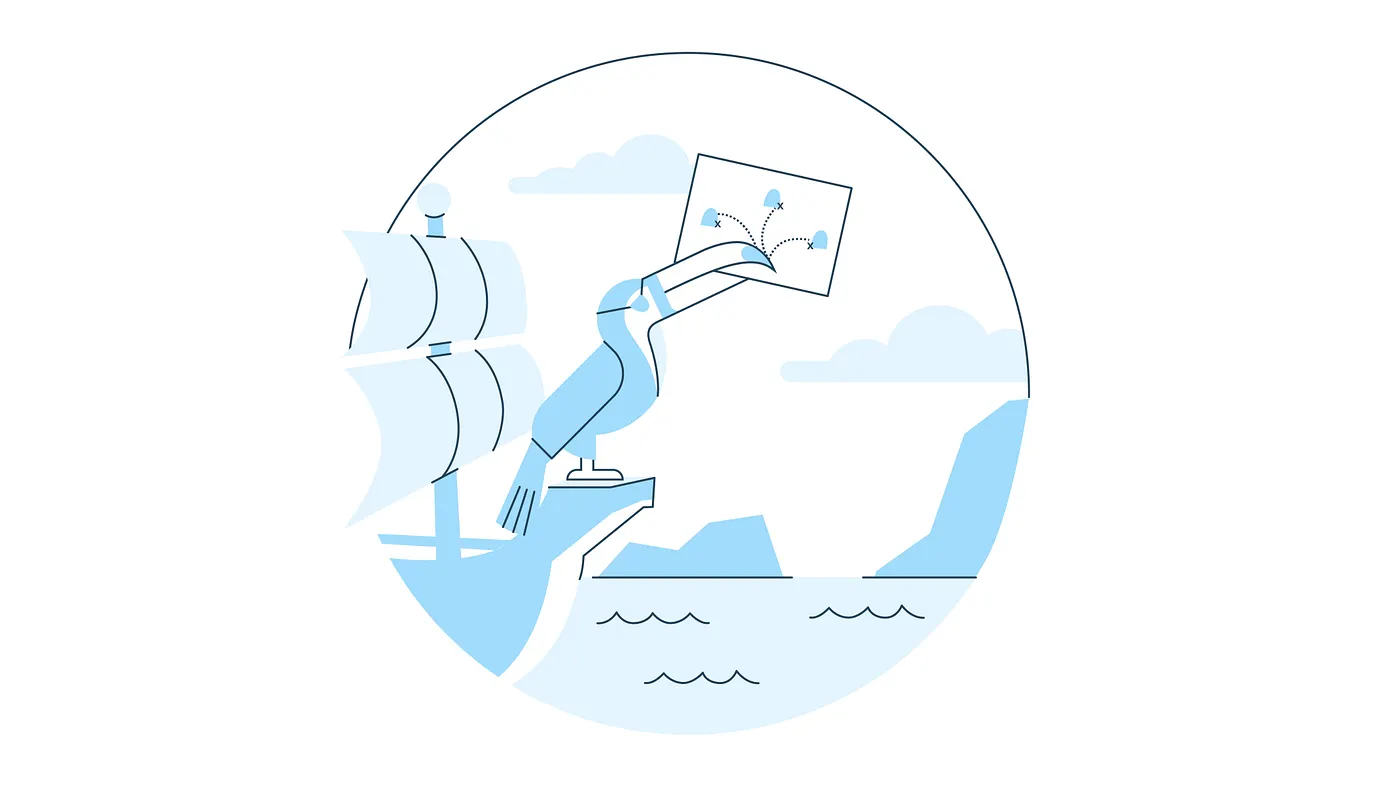 A toucan on a boat holding a map that desribes how to navigate the migration from Nav2 to Nav3!