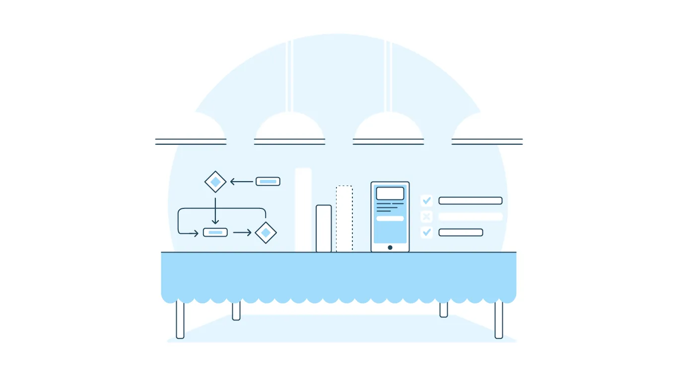 Illustration of considerations for user testing laid out buffet style