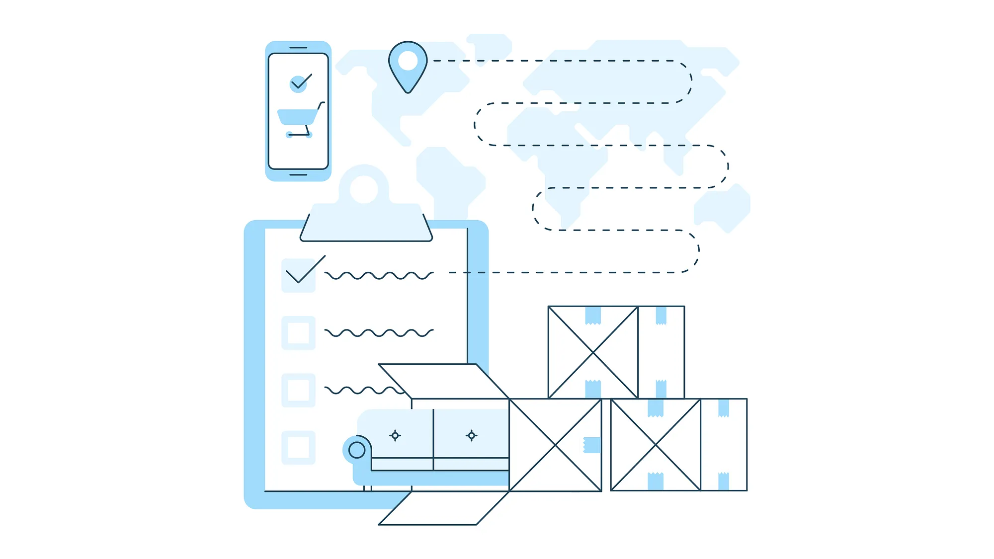 An illustration of a buyer’s journey showcasing online and in-store interactions.